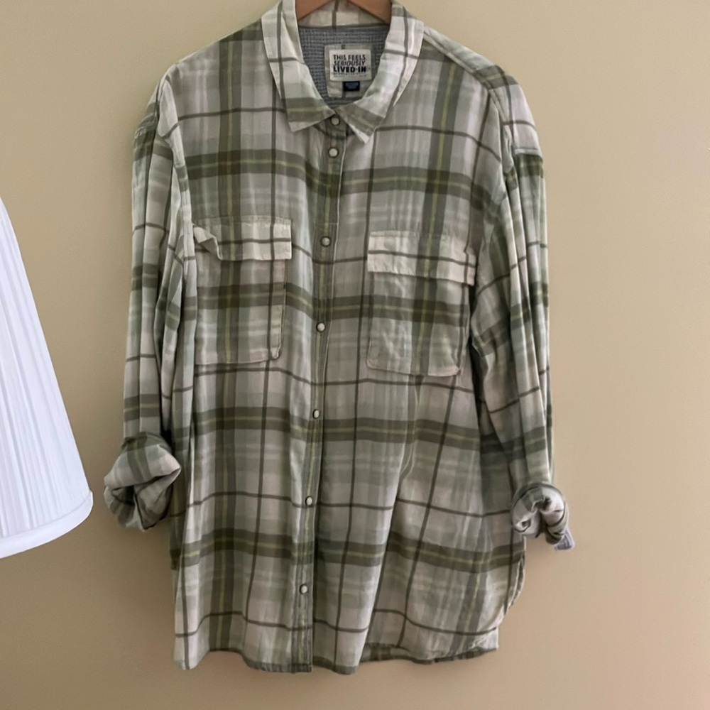 American Eagle Green Plaid Flannel Size XL